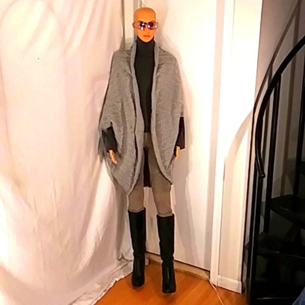 NWT NU CONSTRUCTION Light Grey Cape/Sweater.